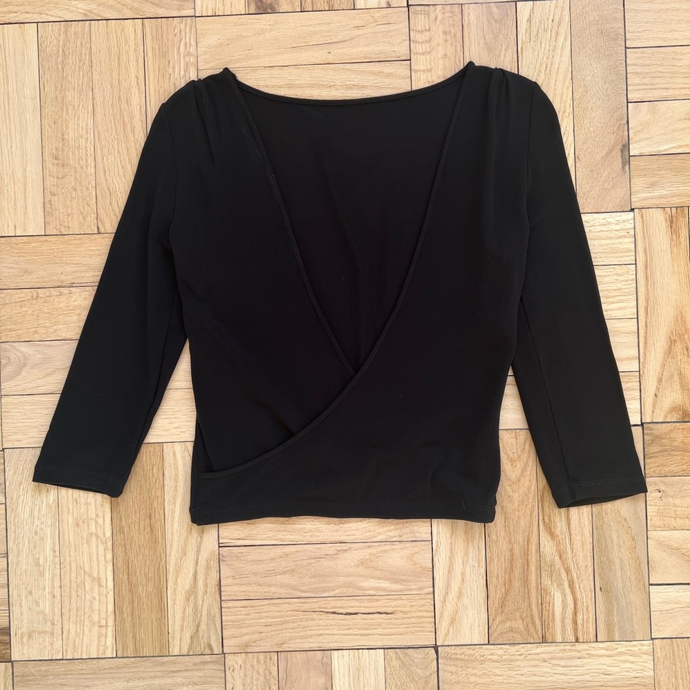 Moschino Cheap and Chic black shirt w/ plunging back. Size 6. Made in Italy.